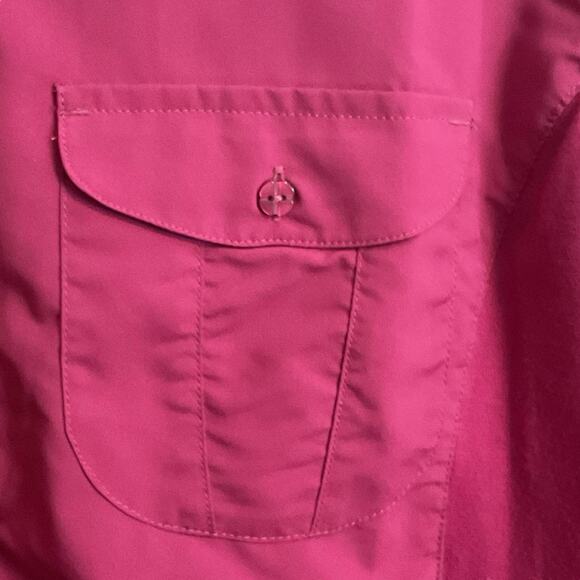 Merrell Women Size M Fuchsia Long Roll Tab Sleeve Button Up Hiking Travel Shirt - Picture 4 of 14
